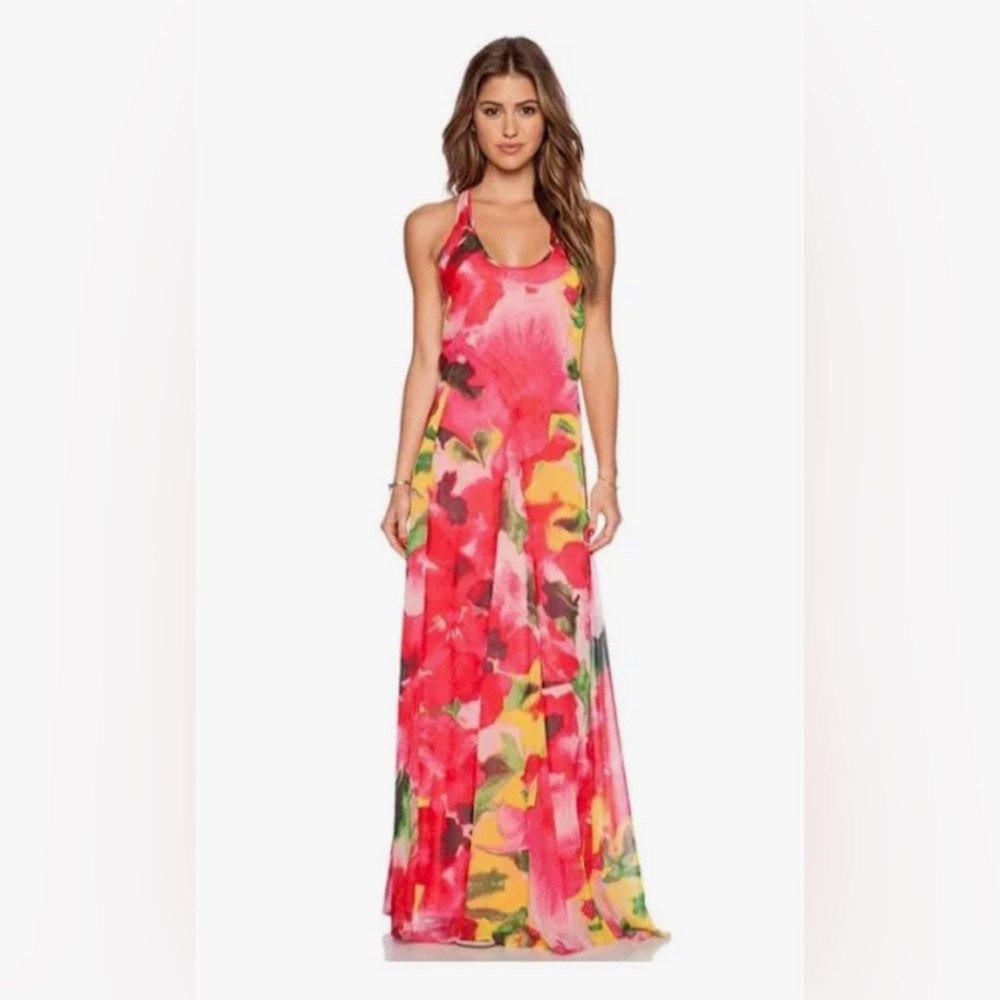 Long flowing maxi dress. Racerback floral dress.   BB Dakota